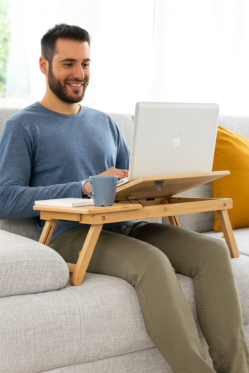 Bamboo Folding Side Table Lapwood InnovaGoods