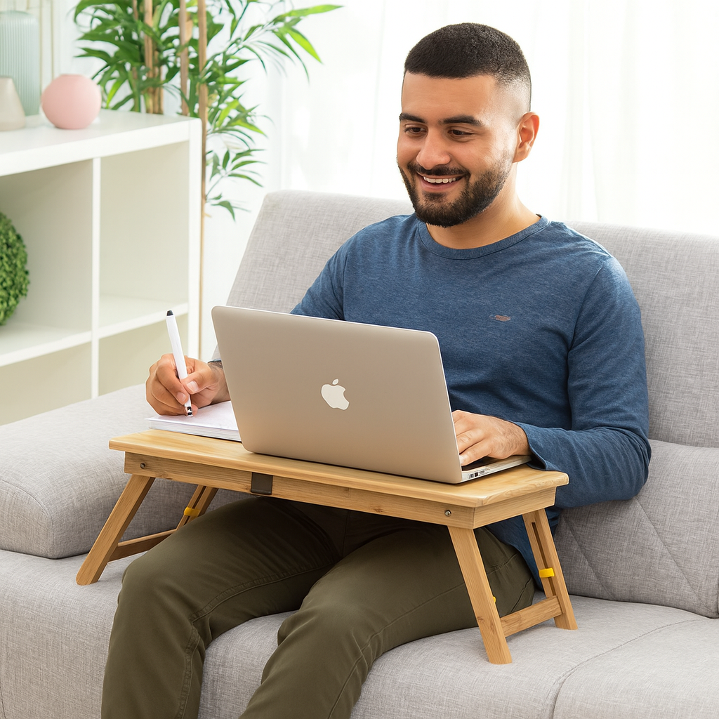 Bamboo Folding Side Table Lapwood InnovaGoods