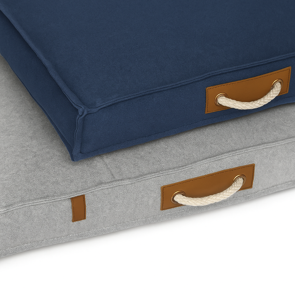 Pet bed DKD Home Decor 88 x 68 x 10 cm Navy Blue Light grey 2 Units