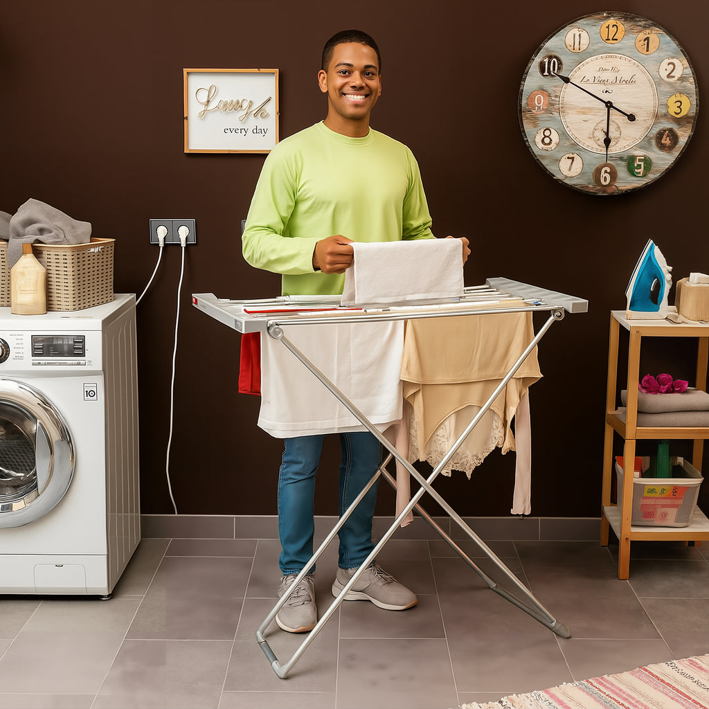 Folding Electric Clothesline Dryak InnovaGoods 8 Bars 120 W